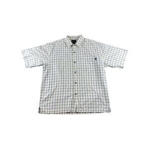 ONeill Mens Plaid Short Sleeve Button Up Shirt Size Large Beige Blue Casual